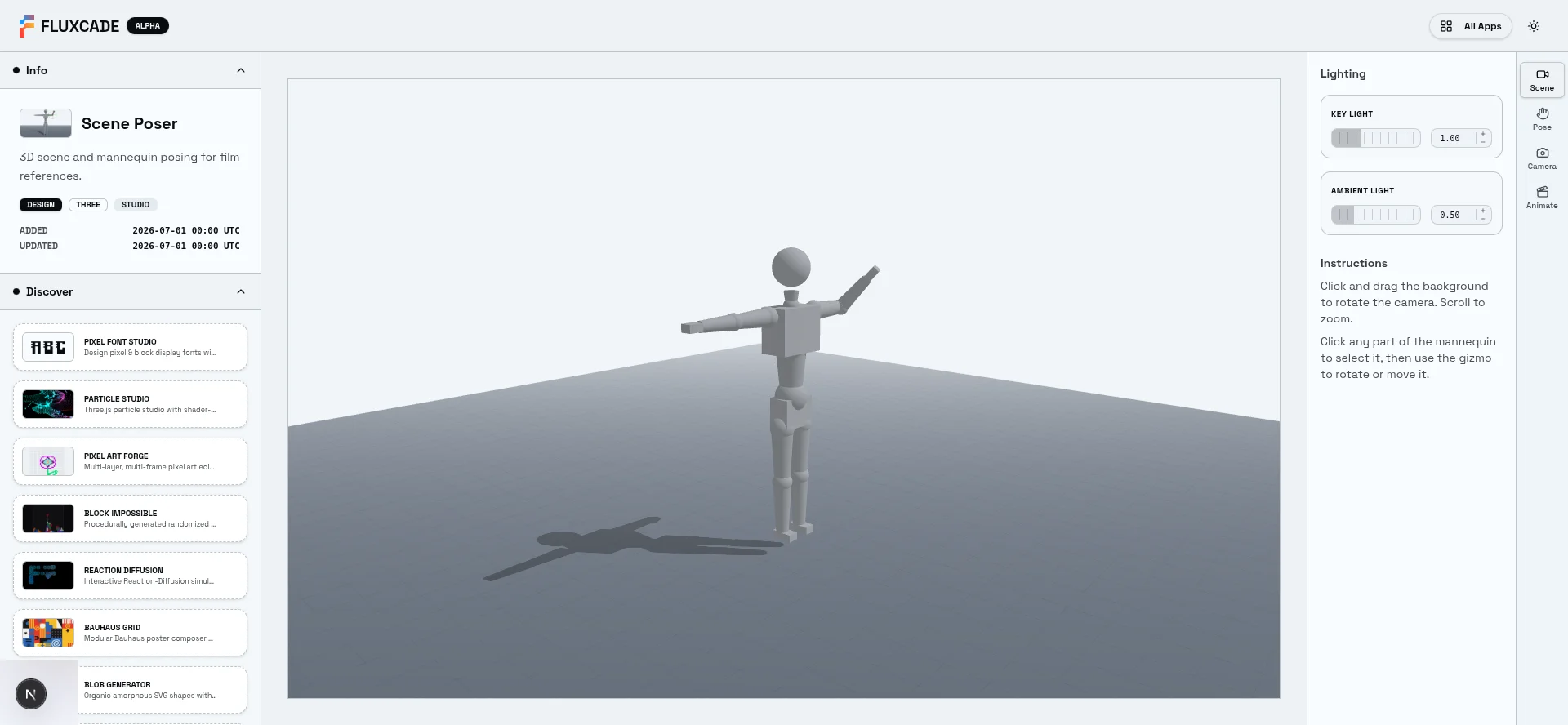 Scene Poser running in the browser