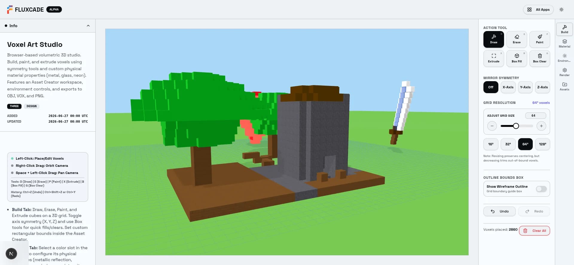 Voxel Art Studio running in the browser