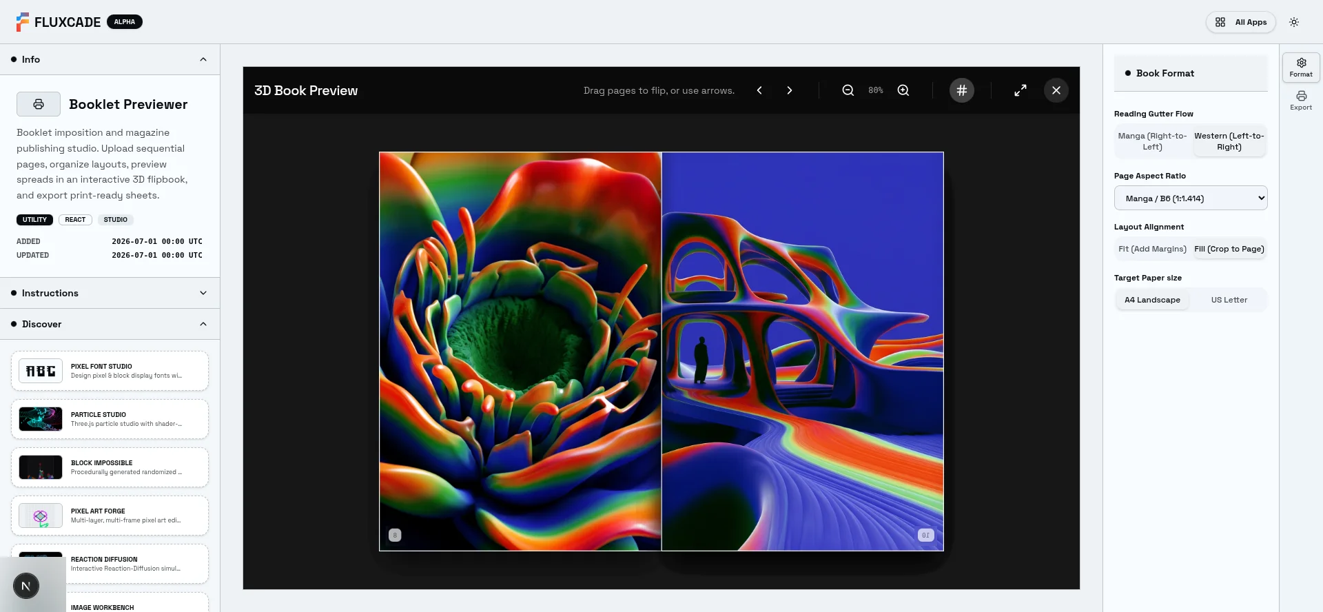 Booklet Previewer running in the browser