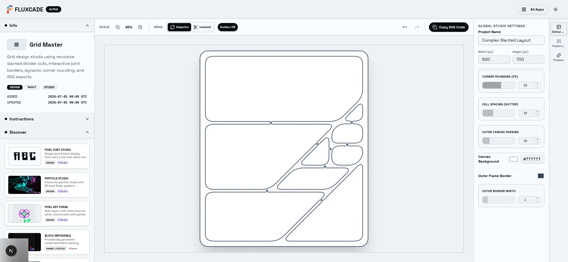 Grid Builder running in the browser